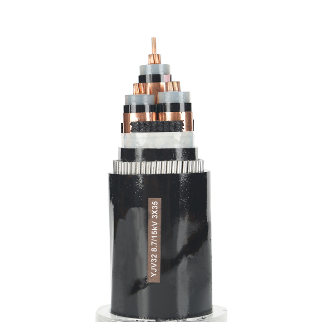 Triple Core XLPE Cable ya Nguvu iliyowekwa na waya wa chuma kwa matumizi ya kati ya voltage